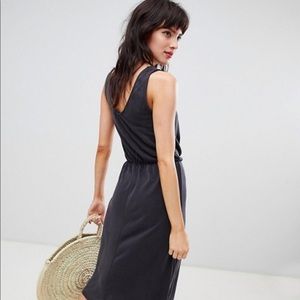 Dark Grey, Front-tie Midi Dress